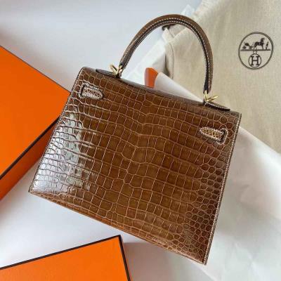 wholesale quality hermes kelly 25 porosus shiny miel crocodile ghw